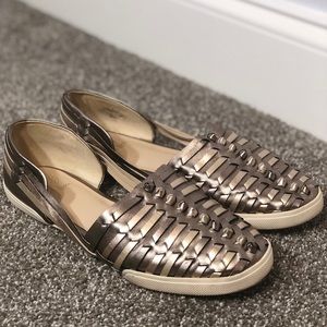 Elliott Lucca woven leather slip on metallic